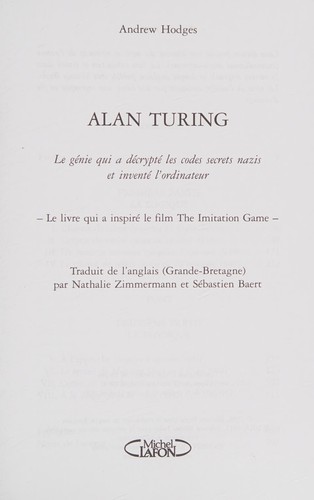 Alan Turing (French language, 2015, M. Lafon)