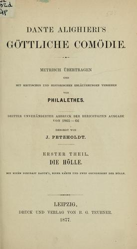 Dante Alighieri's göttliche Comödie (1877, B.G. Teubner)