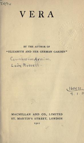 Vera. (1921, Macmillan)